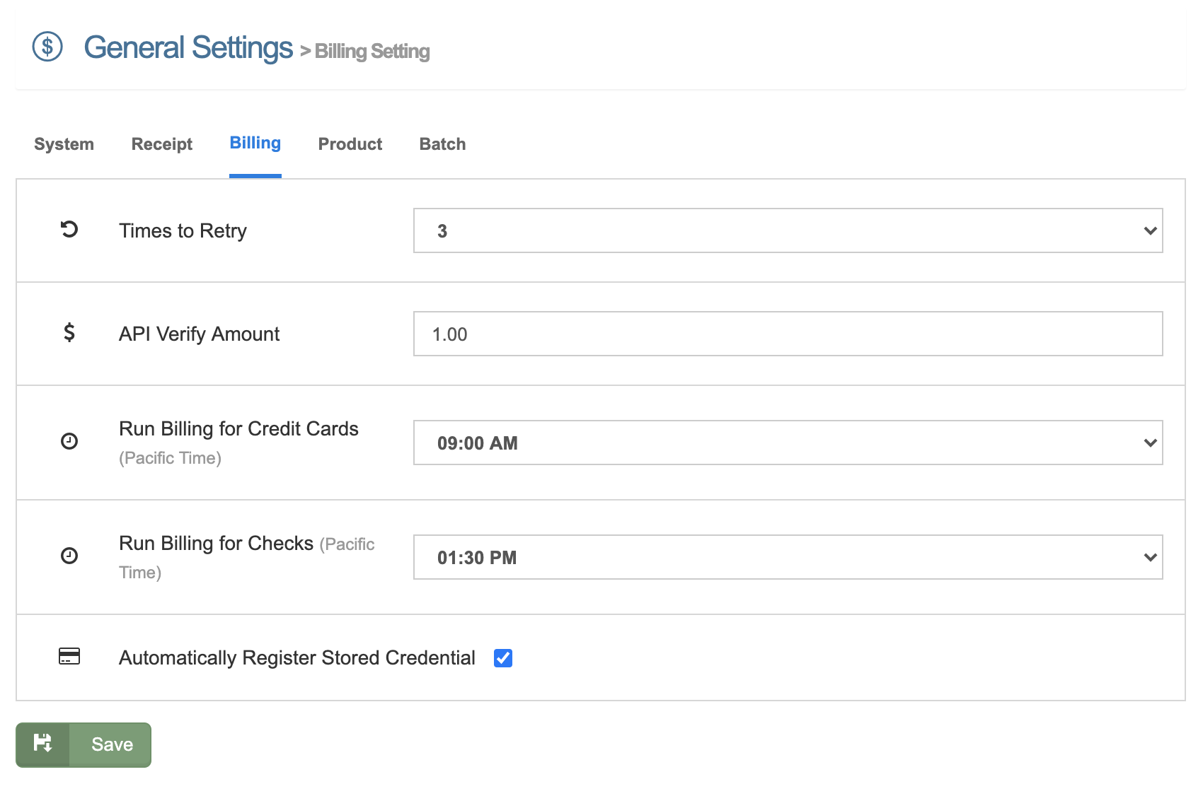 Billing Settings