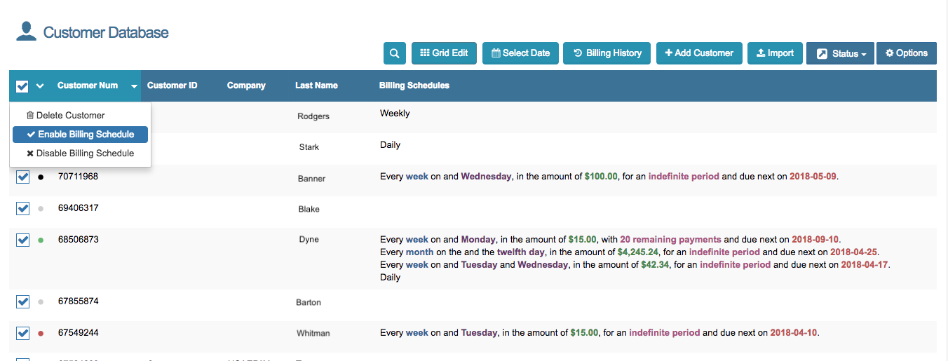 Customer DB Bulk Billing Enable