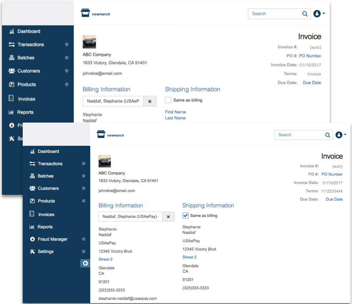same as billing info