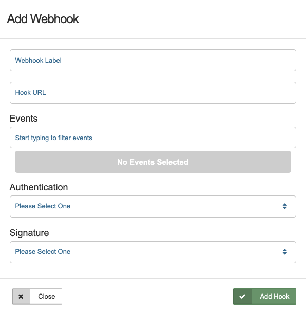 Add a Webhook Modal